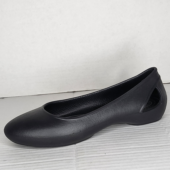 Womens Crocs Iconic Comfort Laura Ballet Flats Shoes Black Cut Out Size W 4 - Picture 6 of 12